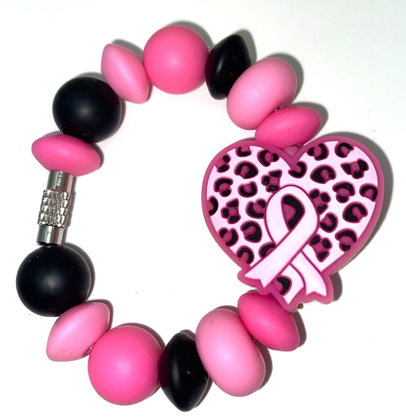 Pink Ribbon Leopard Heart Breast Cancer Awareness Stanley Tumbler Cup Handle Charm