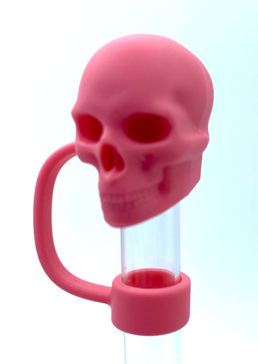 Hot Pink Skull 3D Straw Topper