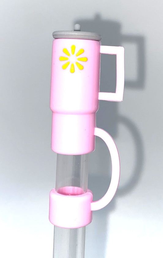 Tumbler 3D Pink w/Orange Flower Straw Topper