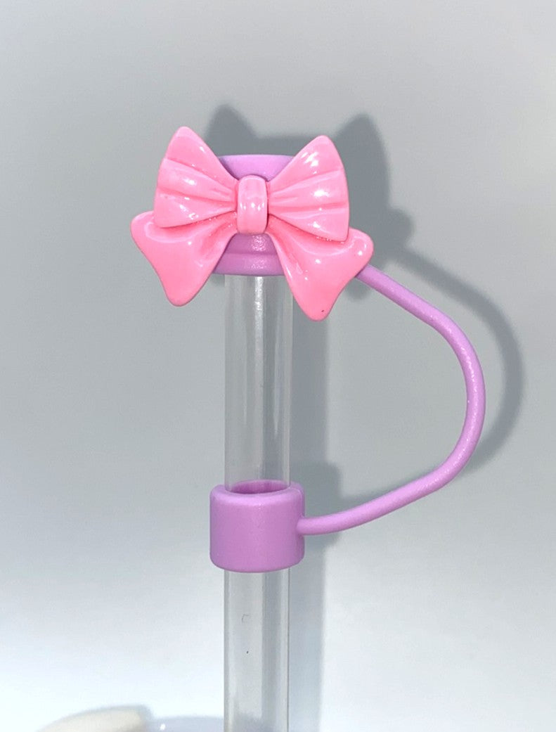 Pink Resin Bow Straw Topper