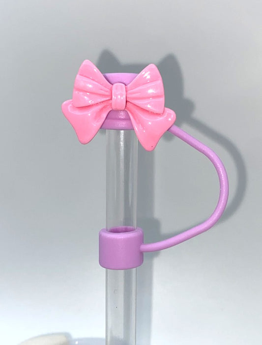 Pink Resin Bow Straw Topper