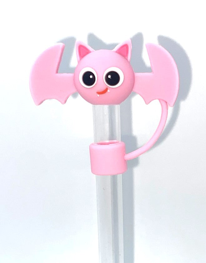 Pink Cute Bat 3D Straw Topper