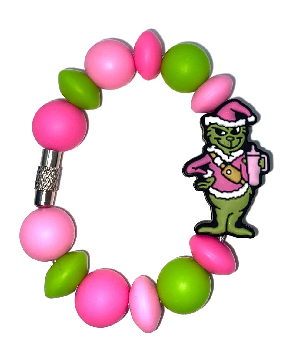 Pink Bougie Mean Green Guy Christmas Stanley Tumbler Cup Handle Charm