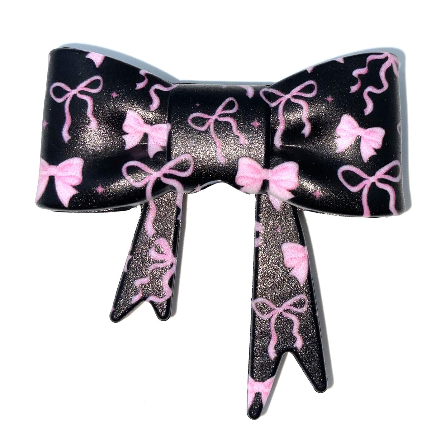Pink Coquette Bows on Black Bow Straw Topper