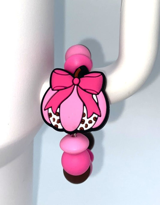 Pink Coquette Bow Cow Pumpkin Fall Stanley Tumbler Cup Handle Charm
