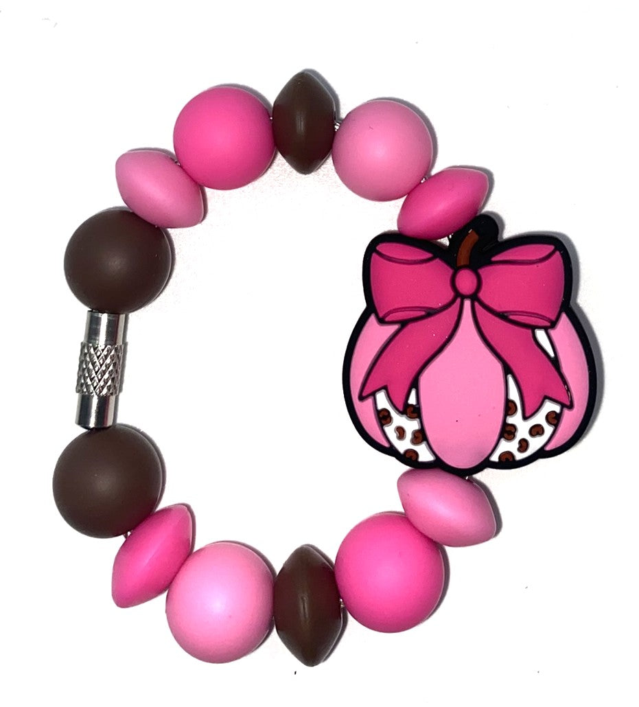 Pink Coquette Bow Cow Pumpkin Fall Stanley Tumbler Cup Handle Charm