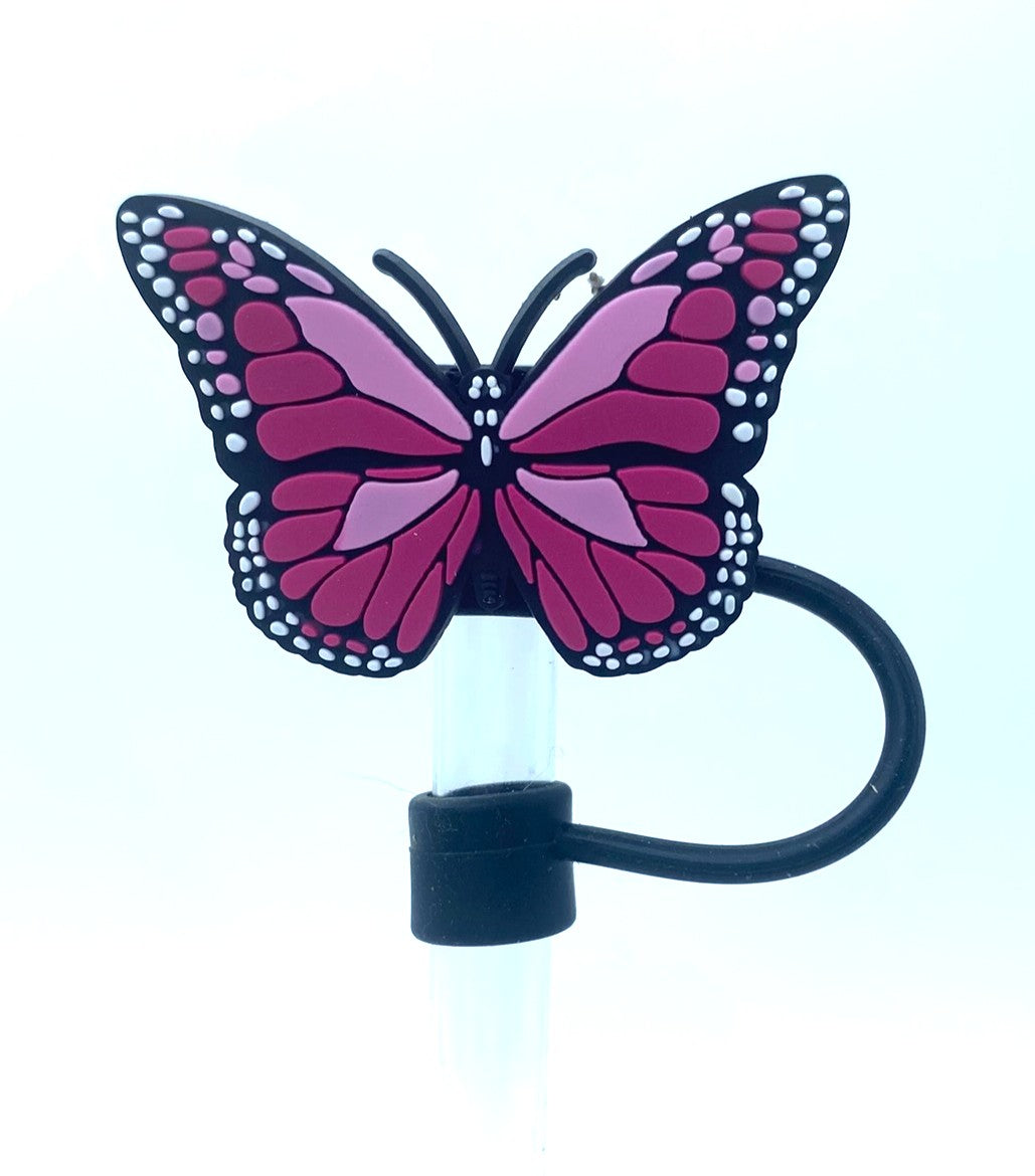 Pink Monarch Butterfly Straw Topper