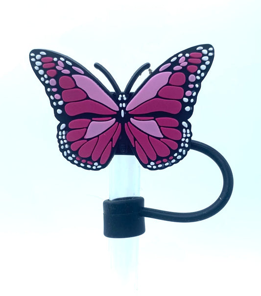 Pink Monarch Butterfly Straw Topper