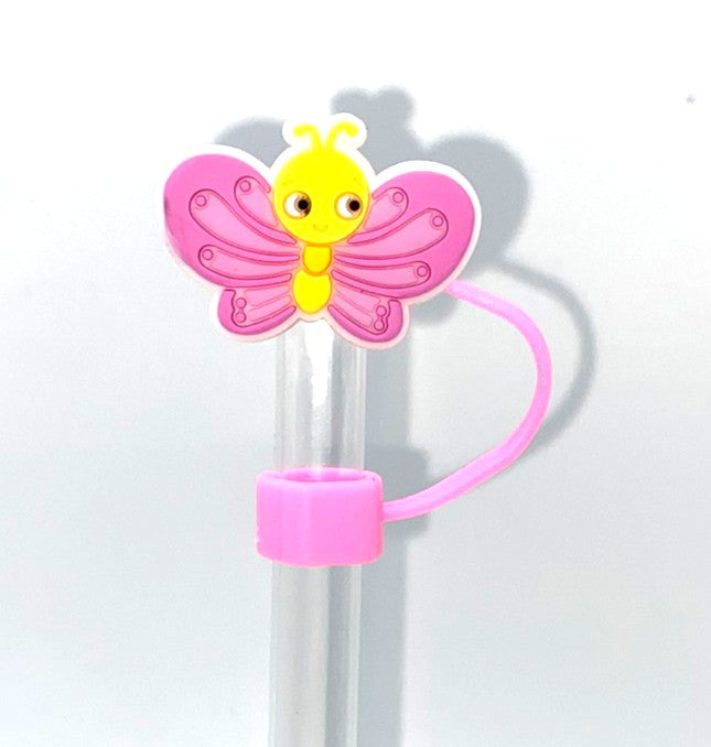 Cute Pink Butterfly Straw Topper