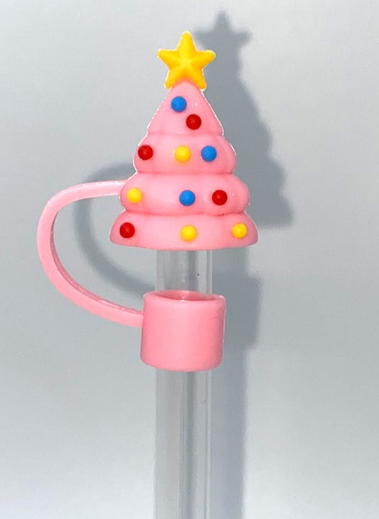 Pink Christmas Tree 3D Straw Topper