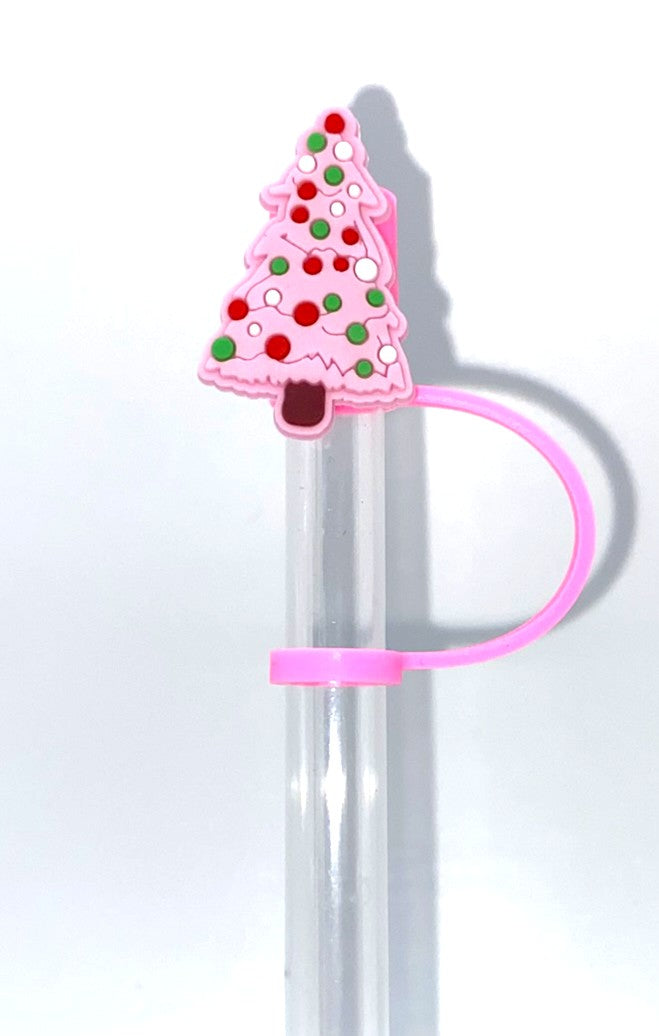 Pink Christmas Tree Straw Topper