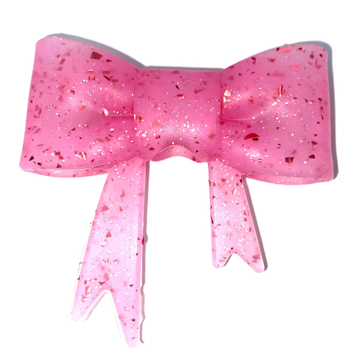 Pink Confetti Glitter Bow Straw Topper