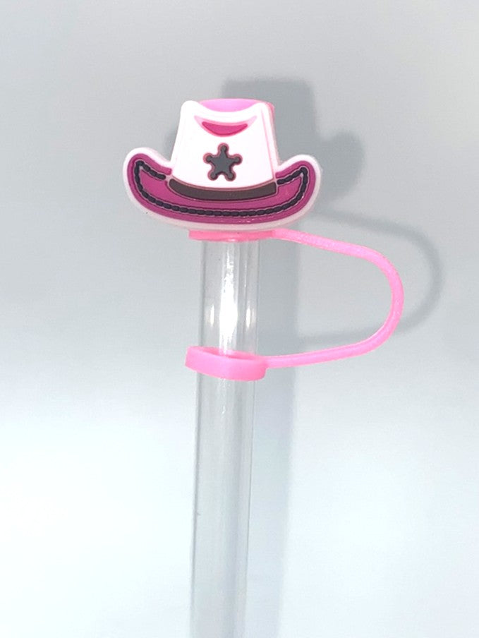 Pink Cowboy Hat w/Star Straw Topper