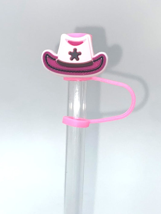 Pink Cowboy Hat w/Star Straw Topper