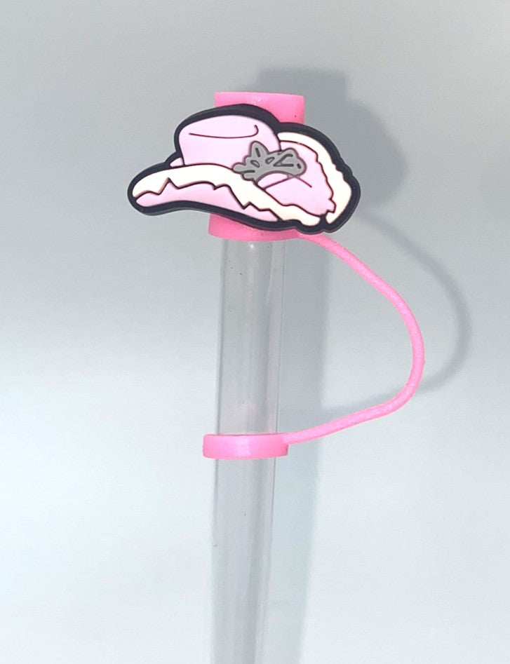Pink Cowboy Hat Layered Straw Topper