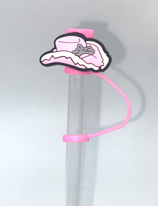 Pink Cowboy Hat Layered Straw Topper