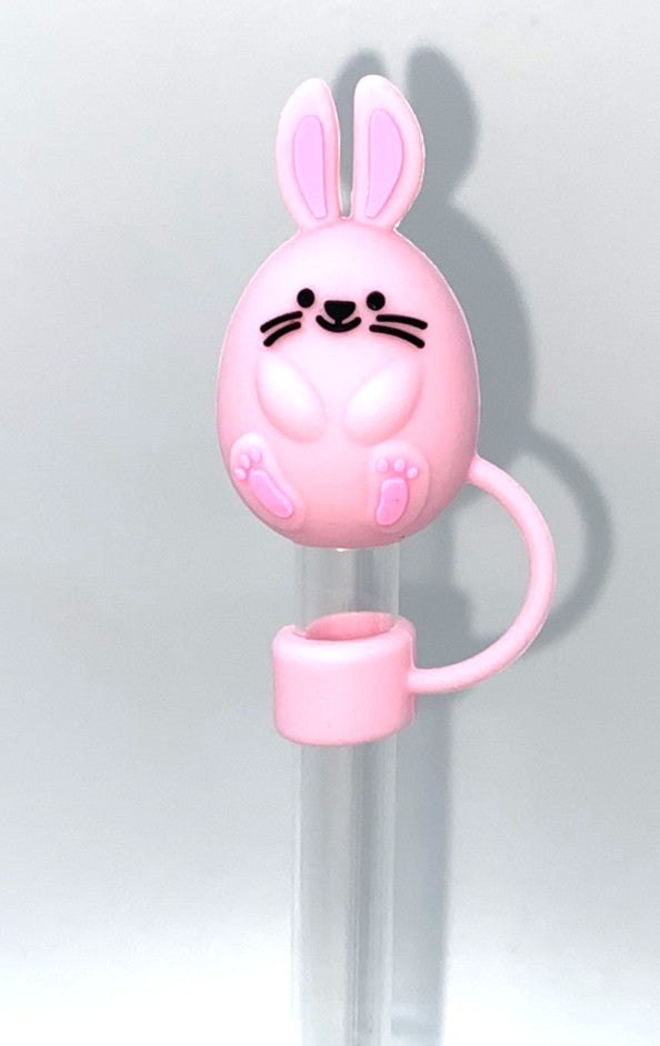 Pink Bunny Egg Shaped 3D Easter Straw Topper