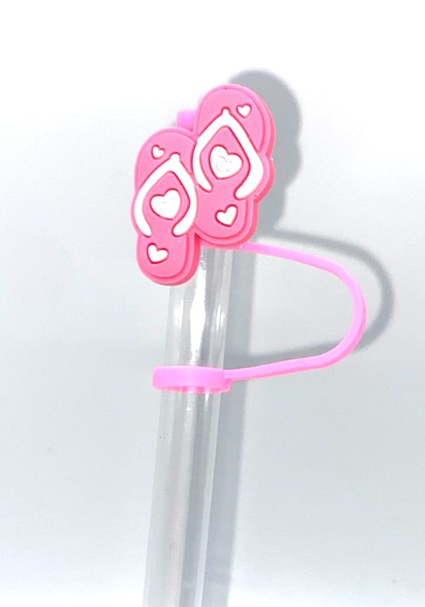Pink Flip Flops Sandals Summer Straw Topper