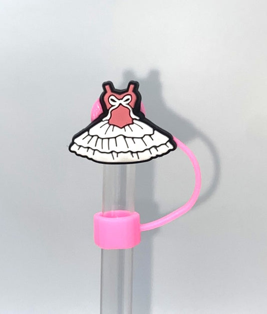 Ballet Tutu Costume Pink & White Bow Straw Topper