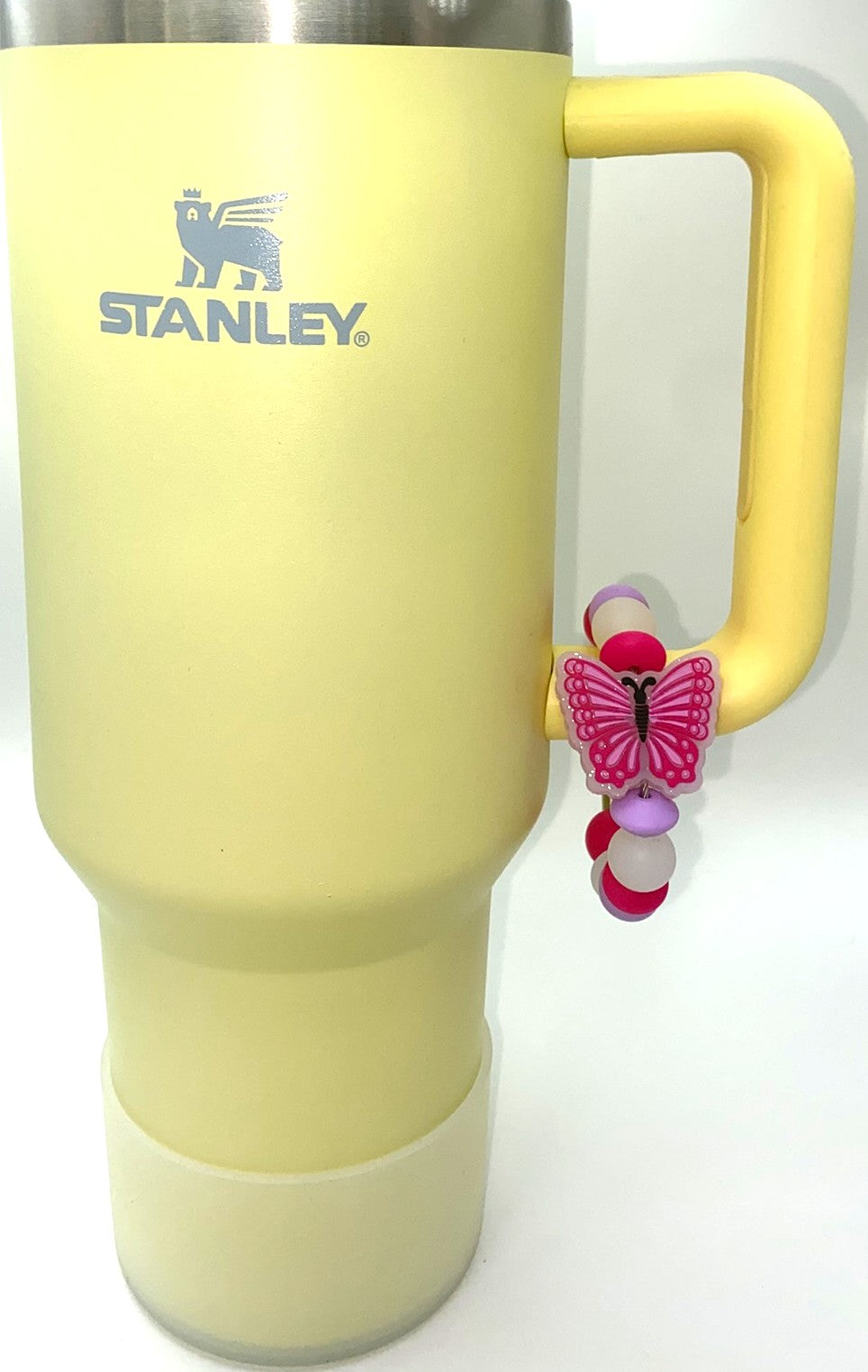 Pink Glitter Butterfly Stanley Tumbler Cup Handle Charm