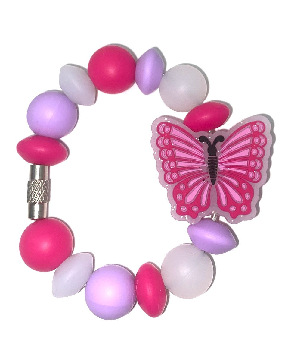 Pink Glitter Butterfly Stanley Tumbler Cup Handle Charm