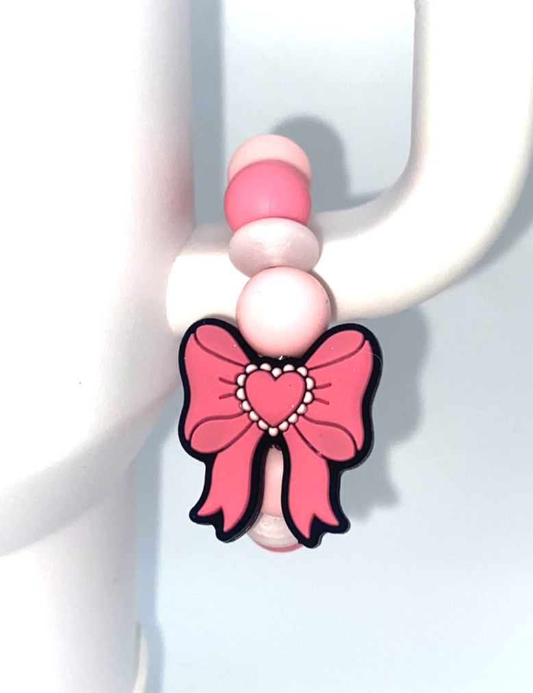 Pink Heart Coquette Bow Stanley Tumbler Cup Handle Charm