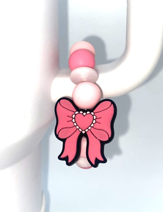 Pink Heart Coquette Bow Stanley Tumbler Cup Handle Charm