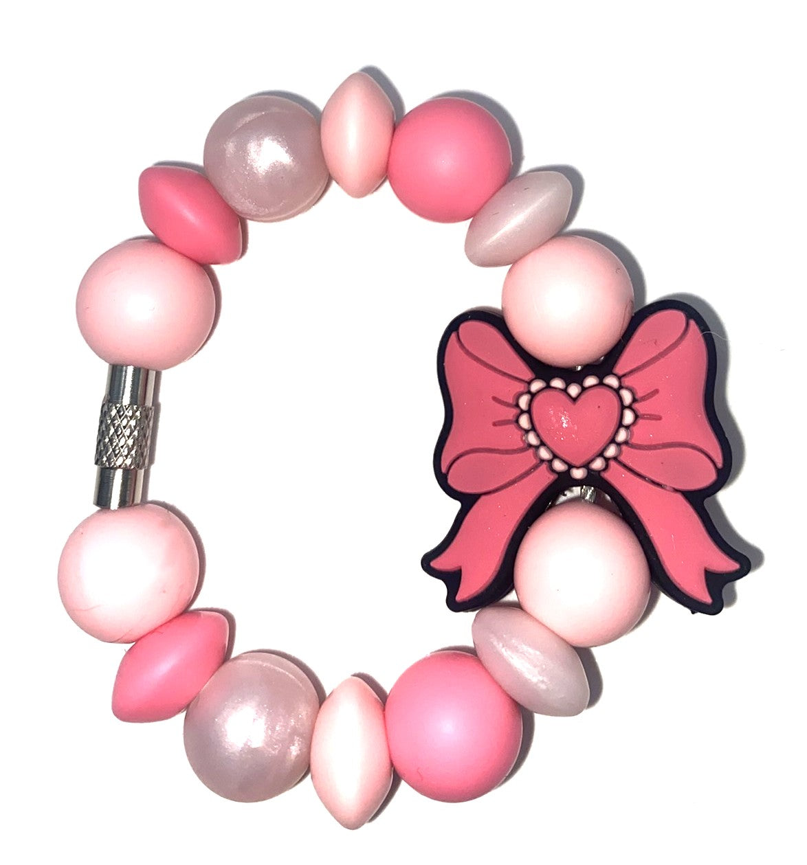 Pink Heart Coquette Bow Stanley Tumbler Cup Handle Charm