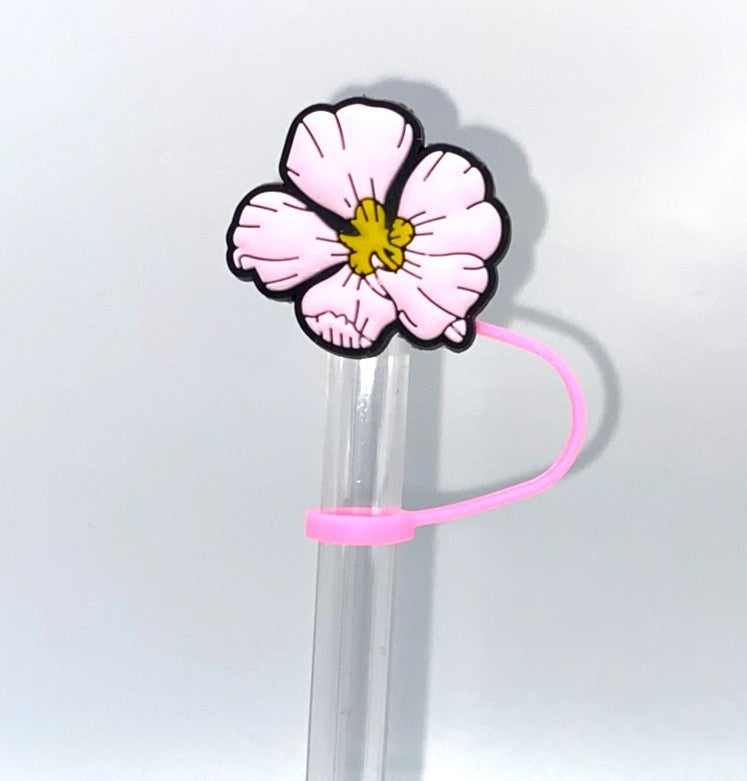 Pink Hibiscus #2 Flower Straw Topper