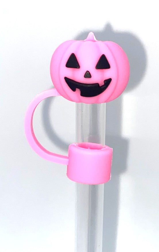 Pink Jack-O-Lantern 3D Straw Topper