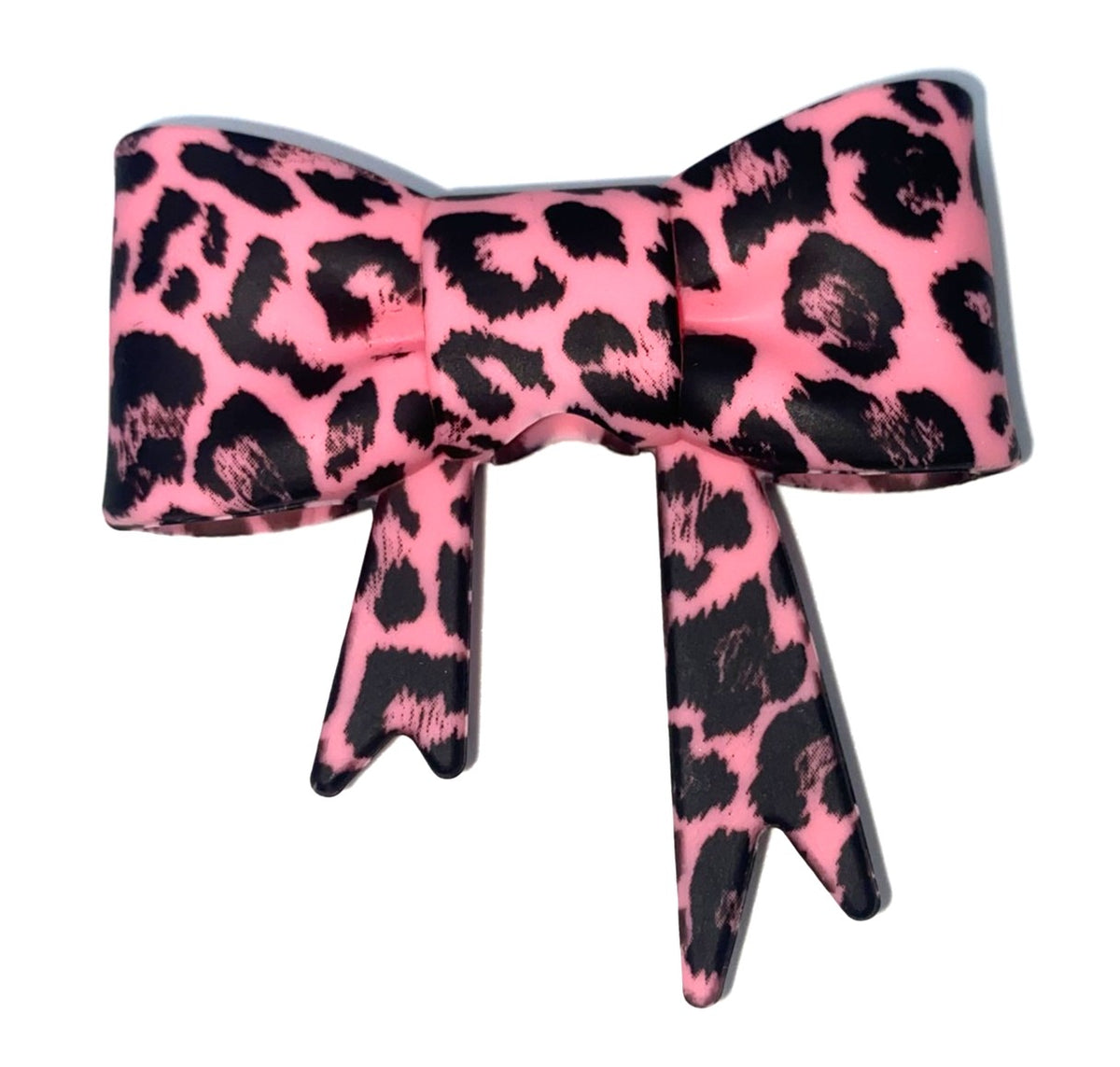 Pink Leopard Print Bow Straw Topper