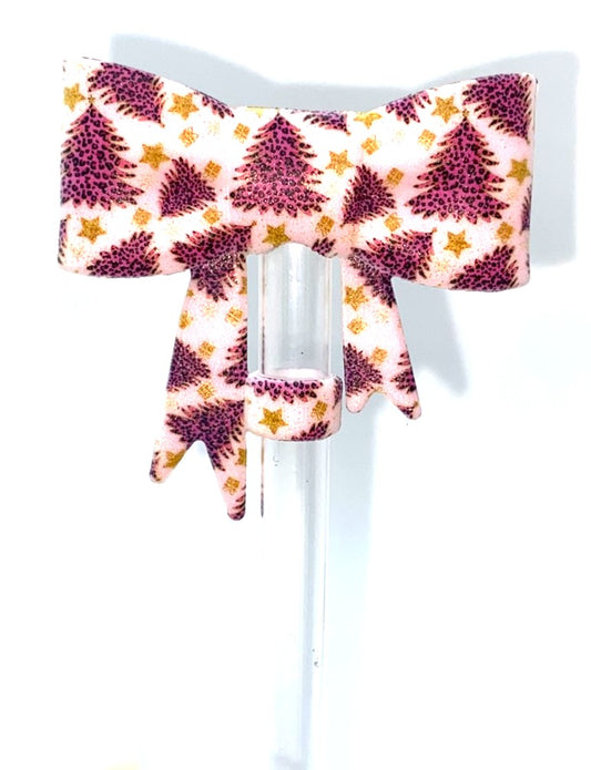 Pink Leopard Christmas Trees Straw Topper