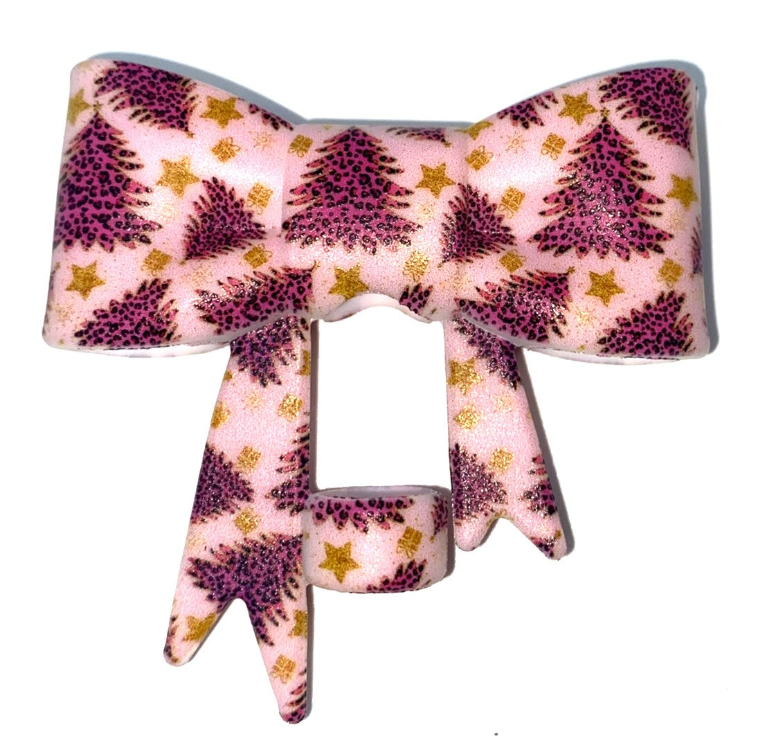 Pink Leopard Christmas Trees Straw Topper