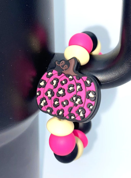 Pink Leopard Pumpkin Stanley Tumbler Cup Handle Charm