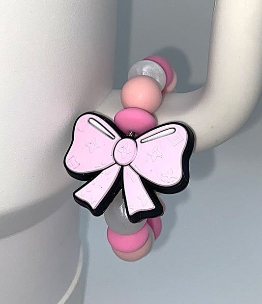 Pink LV Designer Coquette Bow Stanley Tumbler Cup Handle Charm