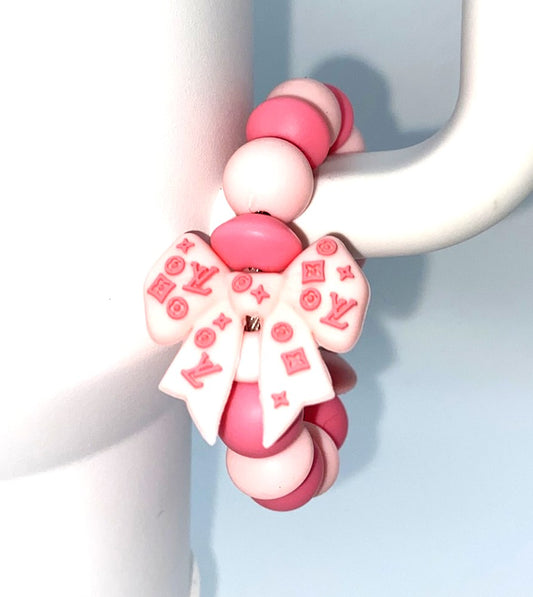 Pink On Pink LV Designer Coquette Bow Stanley Tumbler Cup Handle Charm