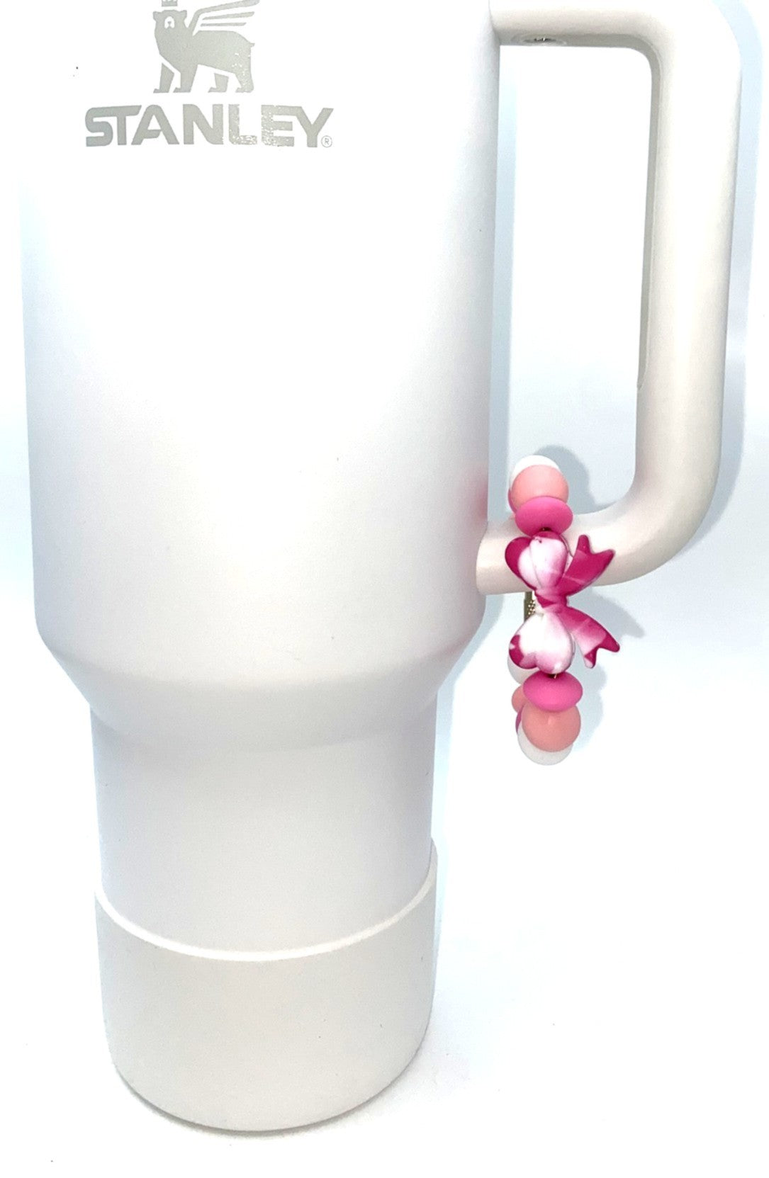Rose Pink Marble Swirl Coquette Bow Stanley Tumbler Cup Handle Charm