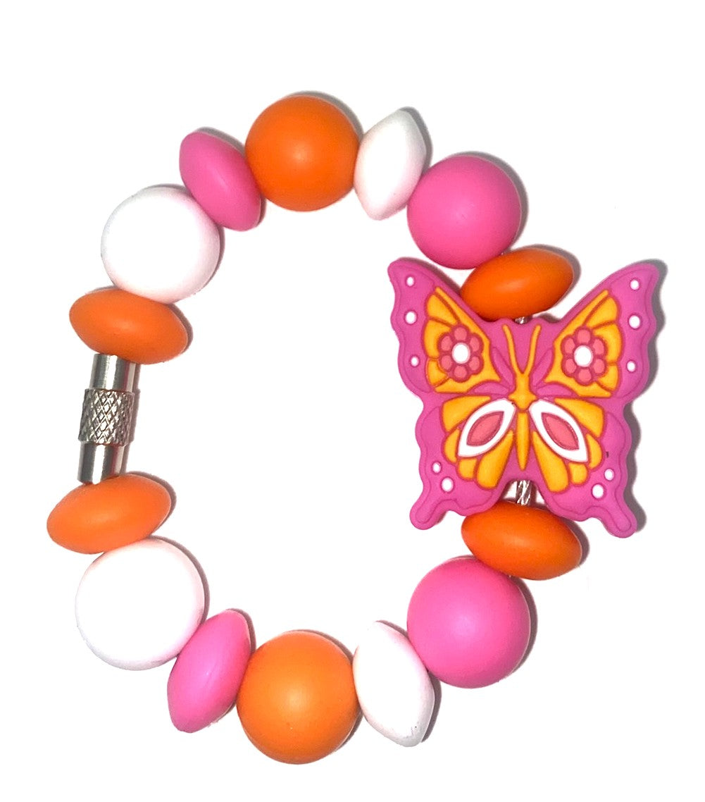Pink & Orange Butterfly Stanley Tumbler Cup Handle Charm