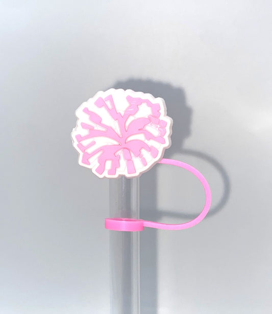 Pink Pom Pom Cheerleader Straw Topper