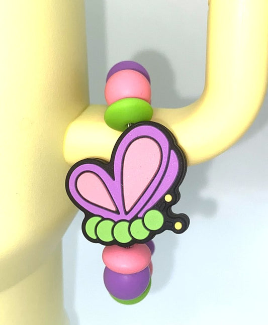 Pink & Purple Caterpillar Butterfly Stanley Tumbler Cup Handle Charm