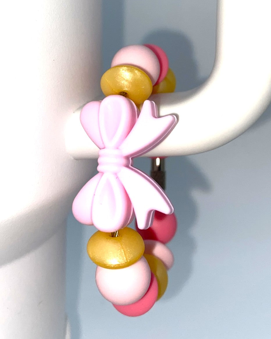 Pink Quartz Coquette Bow Stanley Tumbler Cup Handle Charm