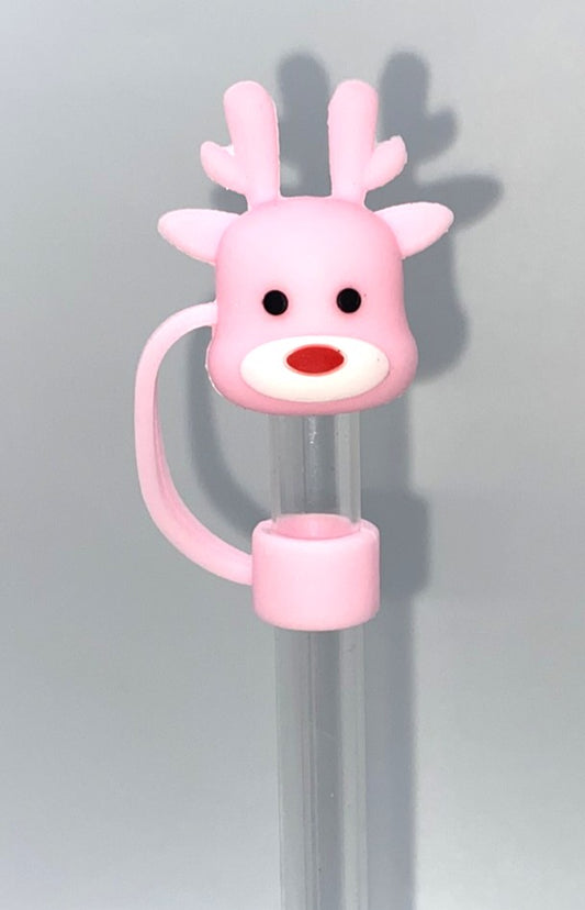 Pink Reindeer 3D Straw Topper
