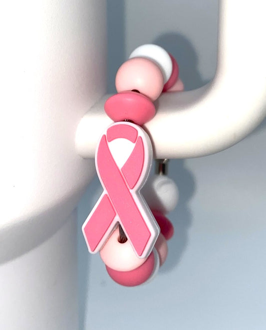 Pink Ribbon Breast Cancer Awareness Stanley Tumbler Cup Handle Charm