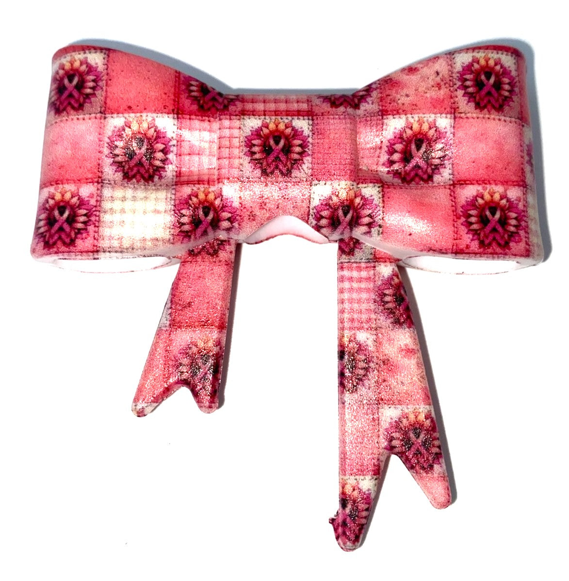 Pink Ribbon Breast Cancer Awareness Bow Straw Topper