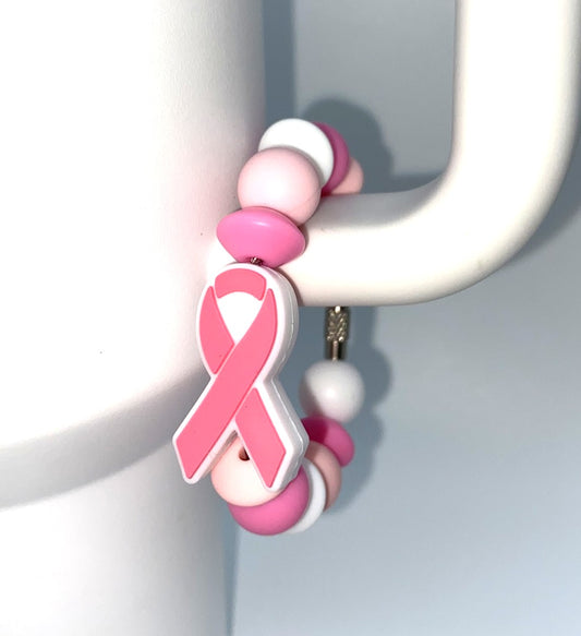 Pink Ribbon Breast Cancer Awareness Stanley Tumbler Cup Handle Charm