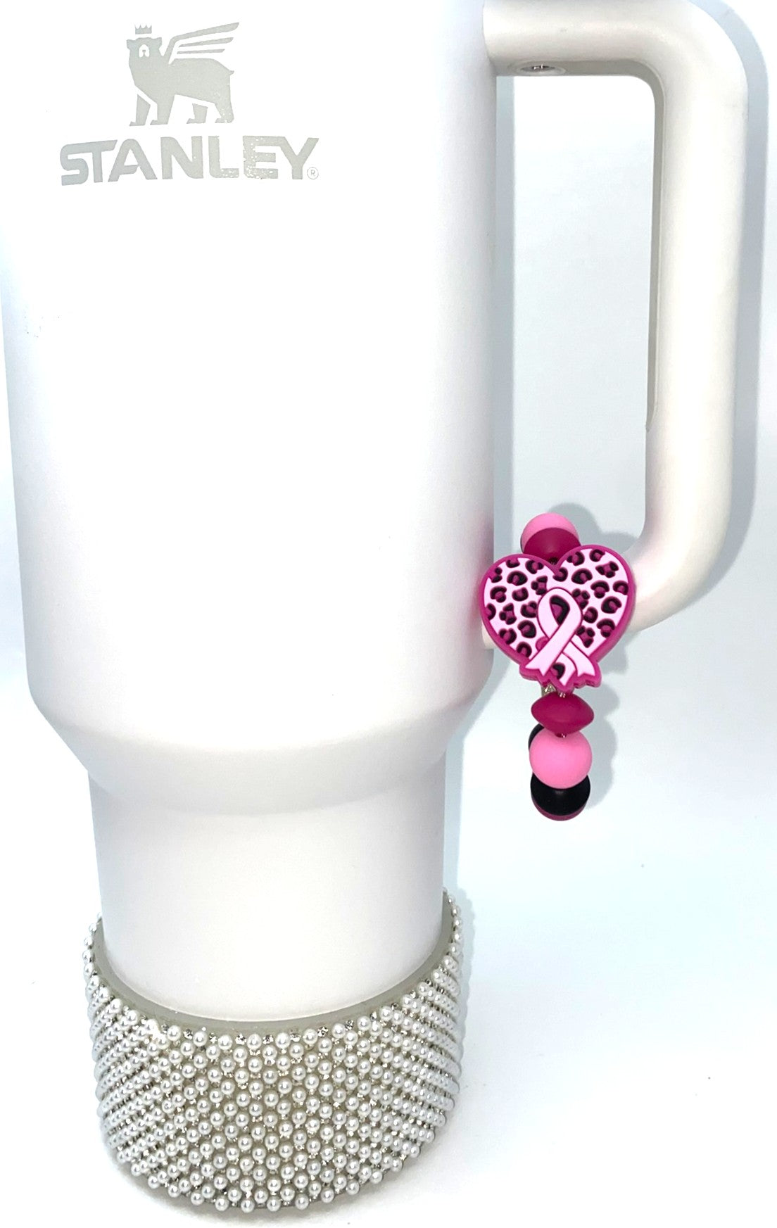 Pink Ribbon Leopard Heart Breast Cancer Awareness Stanley Tumbler Cup Handle Charm
