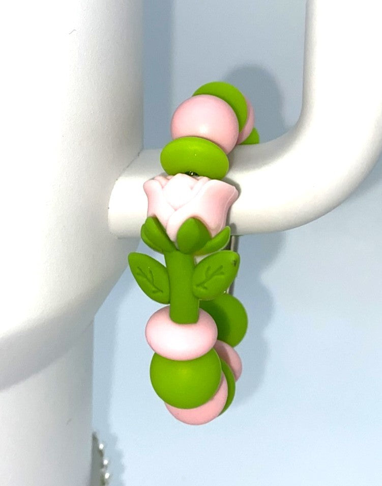 Pink Rose 3D Stanley Tumbler Cup Handle Charm