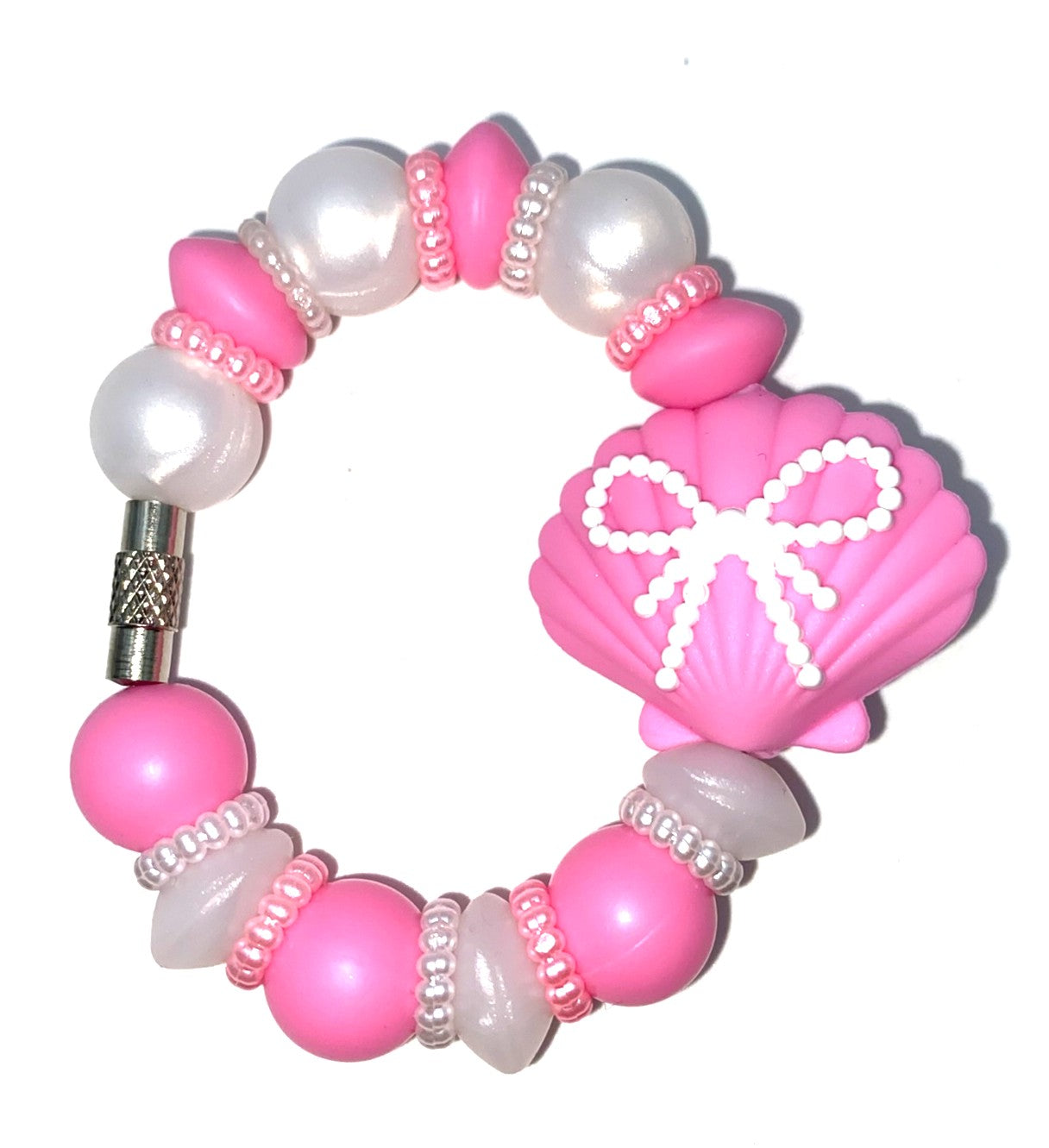 Pink Seashell w/Peal Coquette Bow Stanley Tumbler Cup Handle Charm