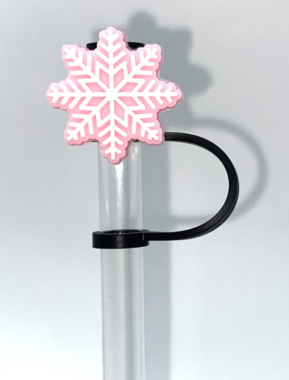 Pink Snowflake Winter Straw Topper