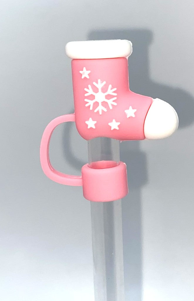 Pink Stocking 3D Straw Topper